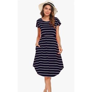 New Women’s Elastic Waist Midi dress black XS